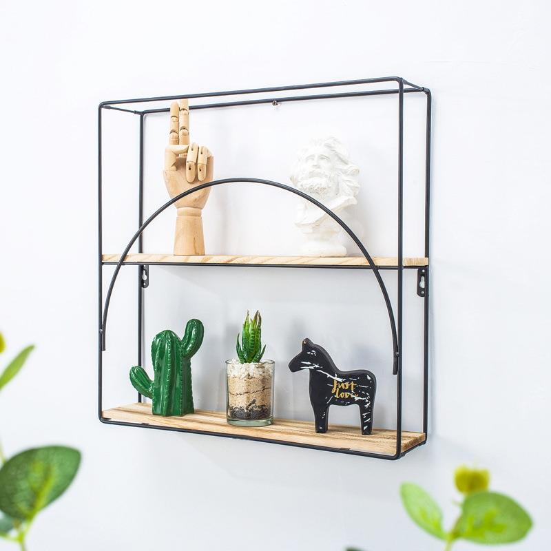 实木墙上置物架板铁艺壁挂面墙壁置架客厅卧墙室一字隔物板zz-zwj