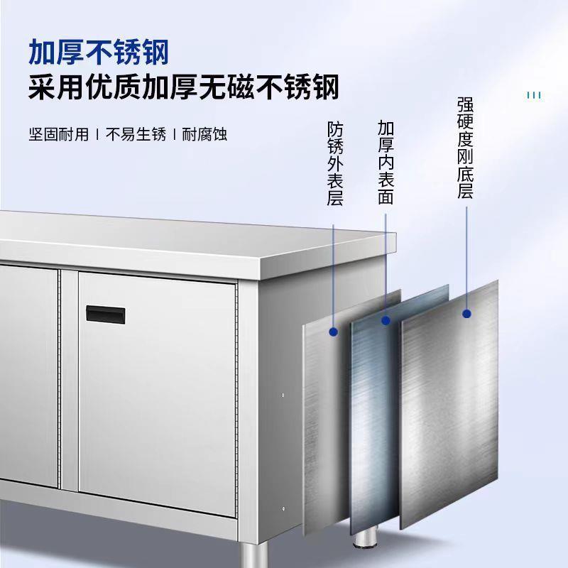 平商用橱柜0开4加厚不锈钢对门工作台储物JQE柜碗碟柜厨房面操作3