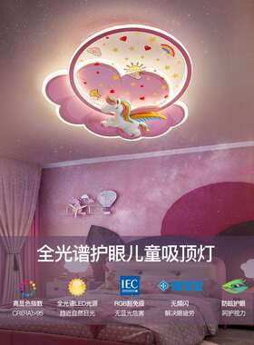 公主房吸顶女卧RIB室兽灯简约时尚现代创意独角卡通孩护灯眼led护