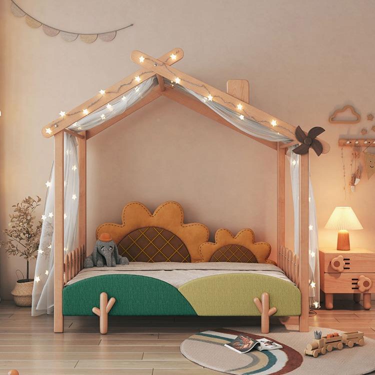 儿童床女孩.床实带护栏树屋床书桌一体15木YTM床米伸缩可伸缩设计