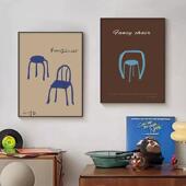 古美美拉德子猫咪客厅装 饰画式 复抽象餐厅壁画329中古卧室床头椅