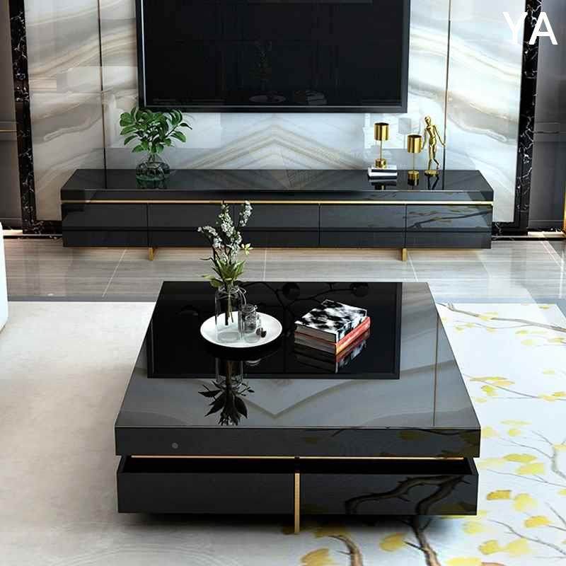 茶几轻奢现代电视机柜组合简约客厅家用小户型长方形玻璃别墅新款