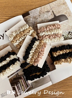 香港slip同款丝绸缎面气质绸缎扎头绳小肠发圈韩国发绳细皮筋发饰