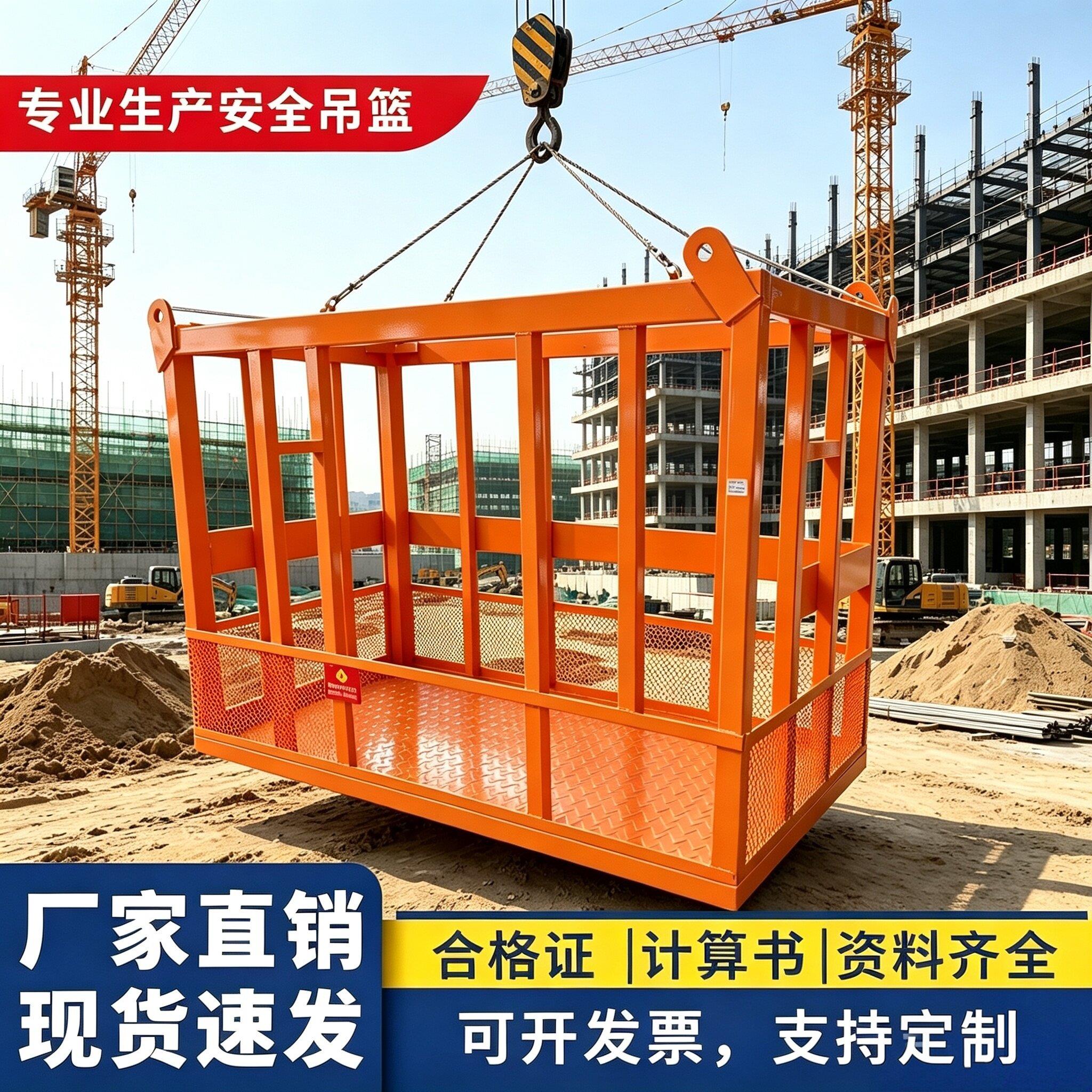 吊车吊篮吊框起重机专用吊车筐高空作业篮站人工作筐吊带钢丝绳