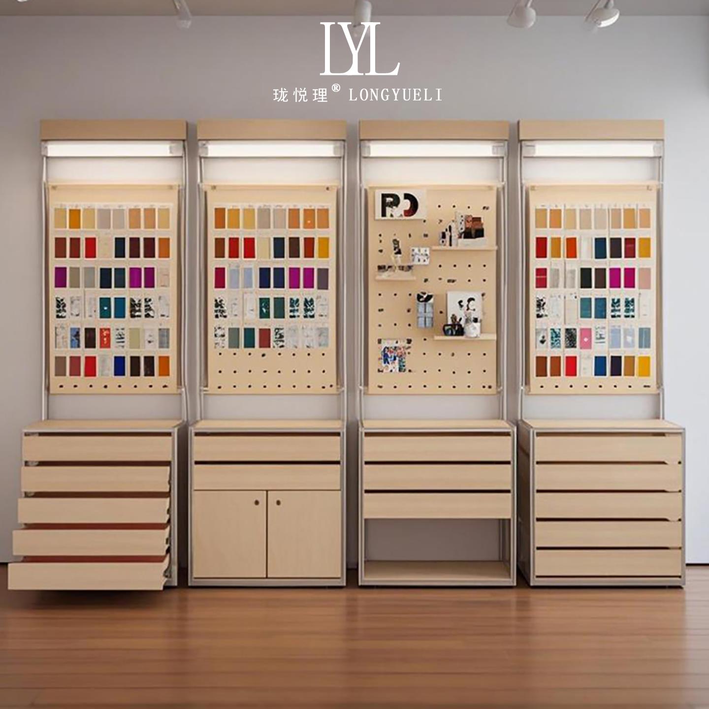 定制铝型材置物架样品展示柜桦木海洋板洞洞板摆放台储物架陈列柜