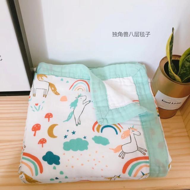 外贸婴儿幼儿园秋冬超厚8层竹棉竹纤维纱布多功能抱毯抱被被子ins