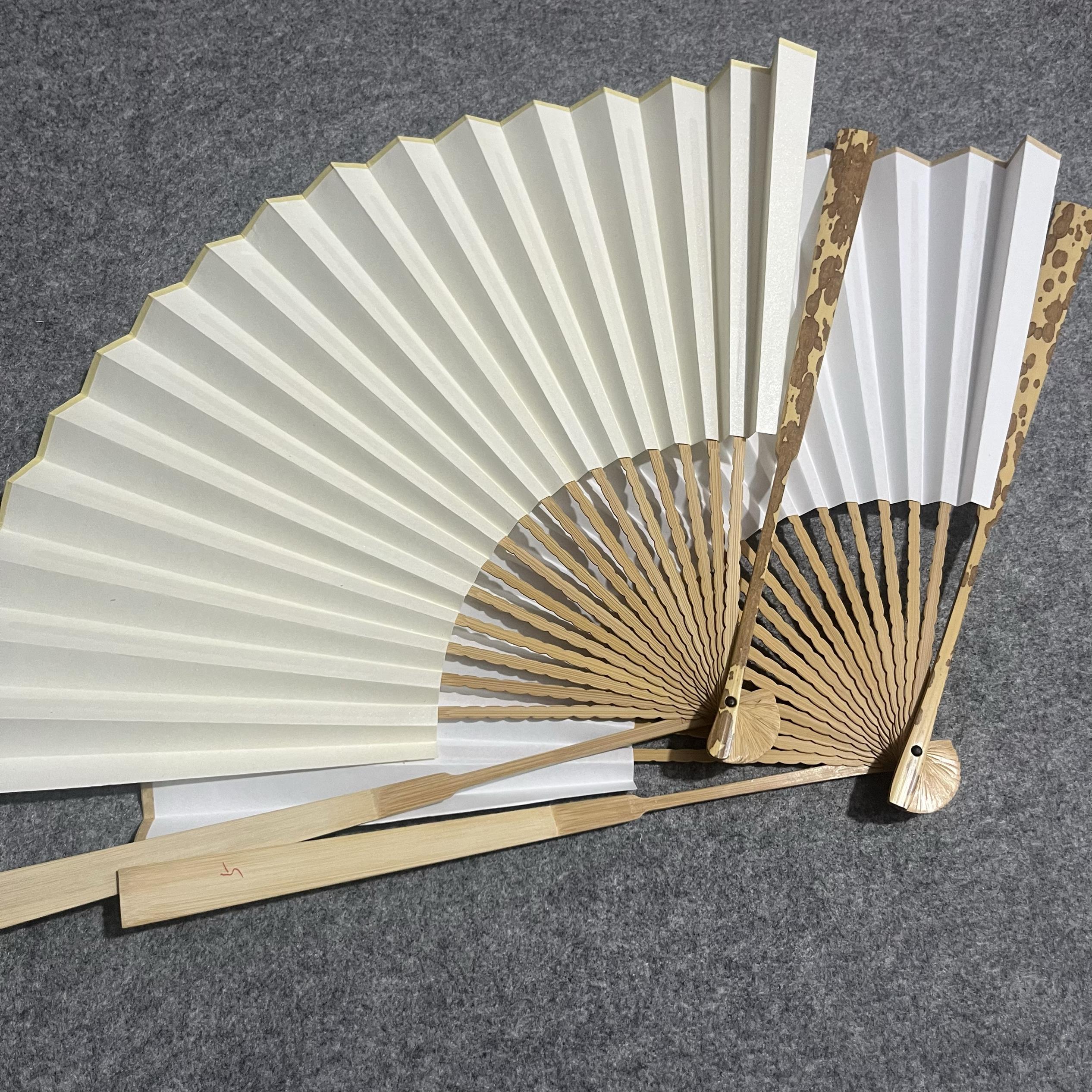 9.5寸梅妃龙鳞纹折扇古风苏工空白扇面花斑竹文玩扇子中国风定制