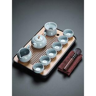景德镇汝窑2025款功夫茶具茶盘套装家用高档轻奢陶瓷茶壶茶杯办公