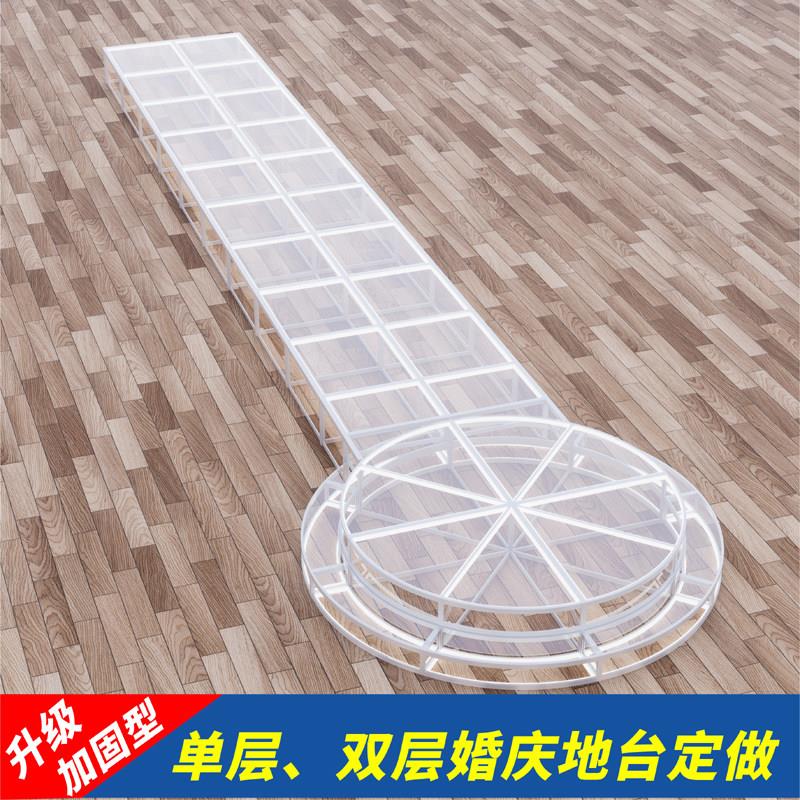 可移动圆形拆装婚庆发光舞台婚礼堂钢琴展台铝合金活动玻璃T台双