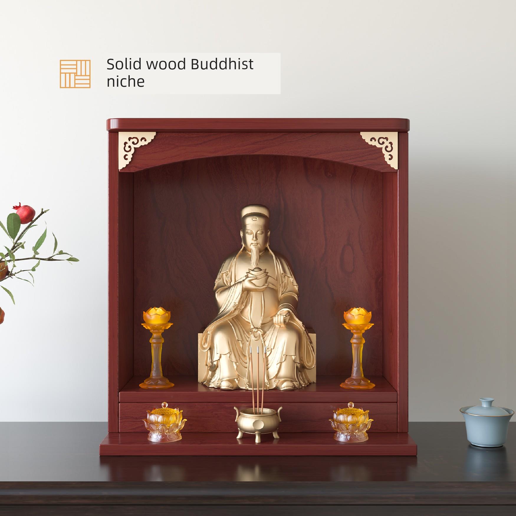 实木双位佛龛柜供养桌神坛壁挂式财神柜观音佛像供养桌祭祀桌