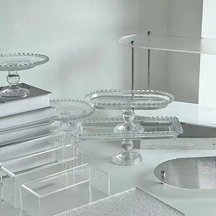 压克力甜品台展示架新款玻璃茶歇摆台摆件高端开 业蛋糕甜品台架