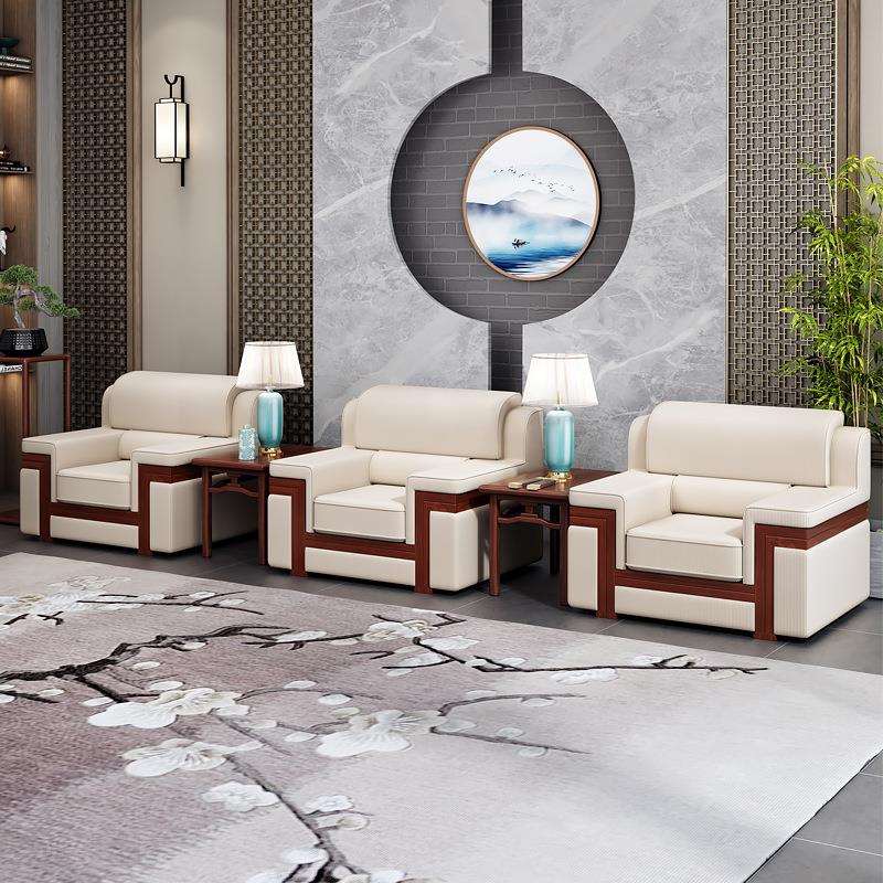 商务休办公DL-191接会室接待沙发客区议室三人位会闲洽谈沙发茶几