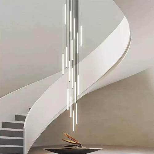 挑空性客楼2531梯家居长灯led个别墅厅现吊代极简亚克力复式楼跨