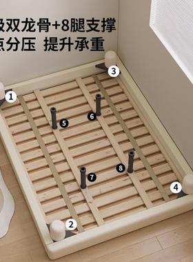 童儿床男孩女孩主床奶油风单公人实木床板地台A3408101床落无地床