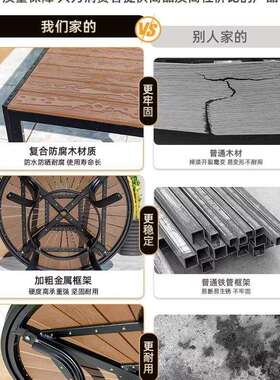 户腐外套露庭院桌椅室外防塑木餐桌椅装花园天阳台RAE休闲茶桌椅