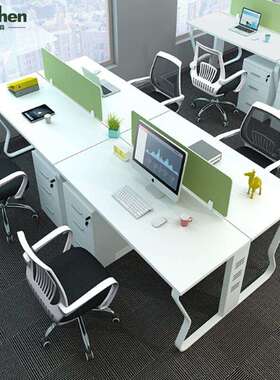 4职员办公桌椅ORO组合/简约现代白色2/6工人位屏风工位员卡位电脑