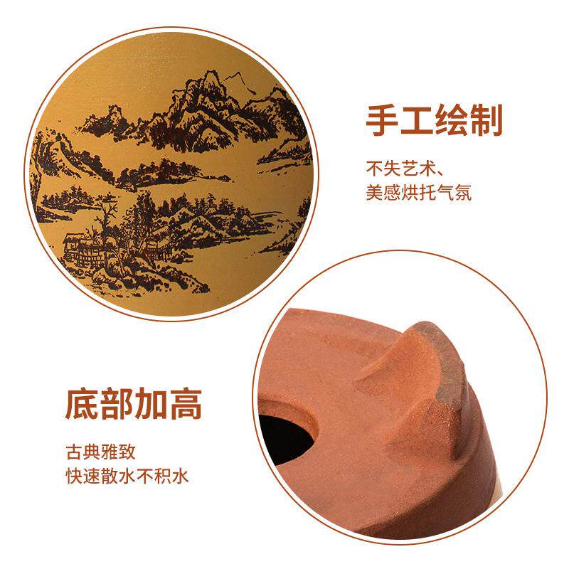 盆陶瓷家用花盆大号口径高筒多F985H769孔陶透土气花花盆景盆绿植