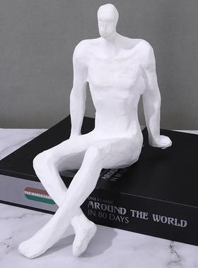 代简约休闲人物w9000-7装样板间书架现客厅书房白饰黑品摆件创意