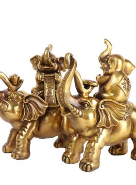 大象0117品财福对象件摆工艺家居店铺装饰品财福对铜象