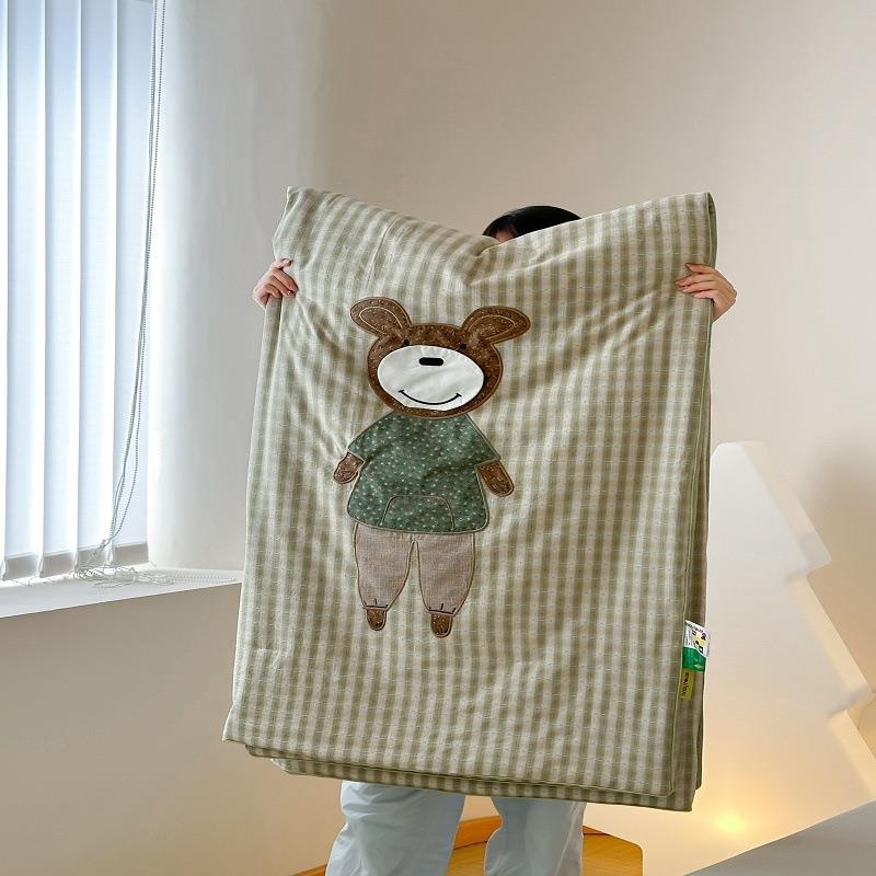 全bab层yhous机e棉彩棉双纱BZF20250贴布绣夏凉被玉米纤维填充可