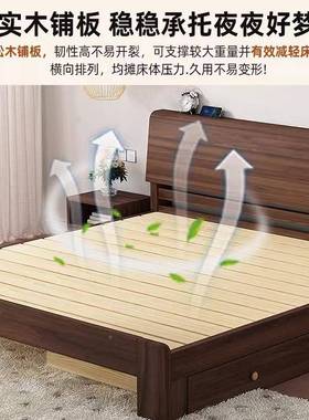 型床实木床代简1HOI米8双人床出租房用1.现5家用经济床约1.2单人