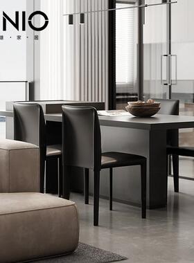 意式马皮餐餐椅家用简网约红椅子样板FYR间酒店餐厅桌椅凳子鞍靠