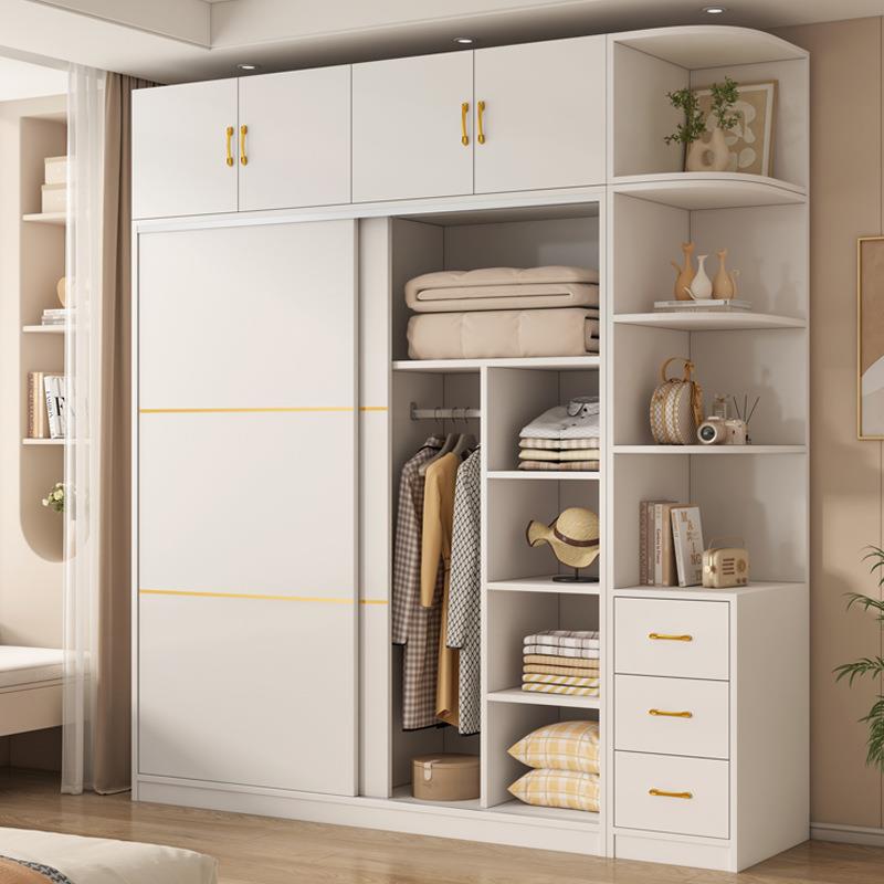 衣柜卧室家C14白金用小户纳型舍推门简易组装结实耐用实木拉宿柜