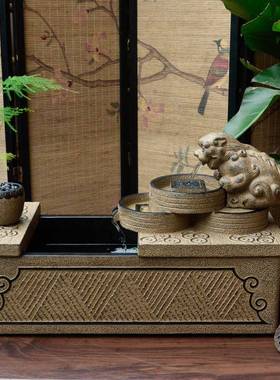 流水摆件循环水貔高貅招财式客桌面鱼缸中XD#40419办公室装厅饰档