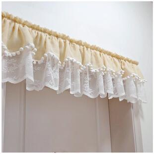 双层纱帘头帷幔田园半帘短帘自粘魔术贴防尘小窗橱柜飘窗门帘装 饰