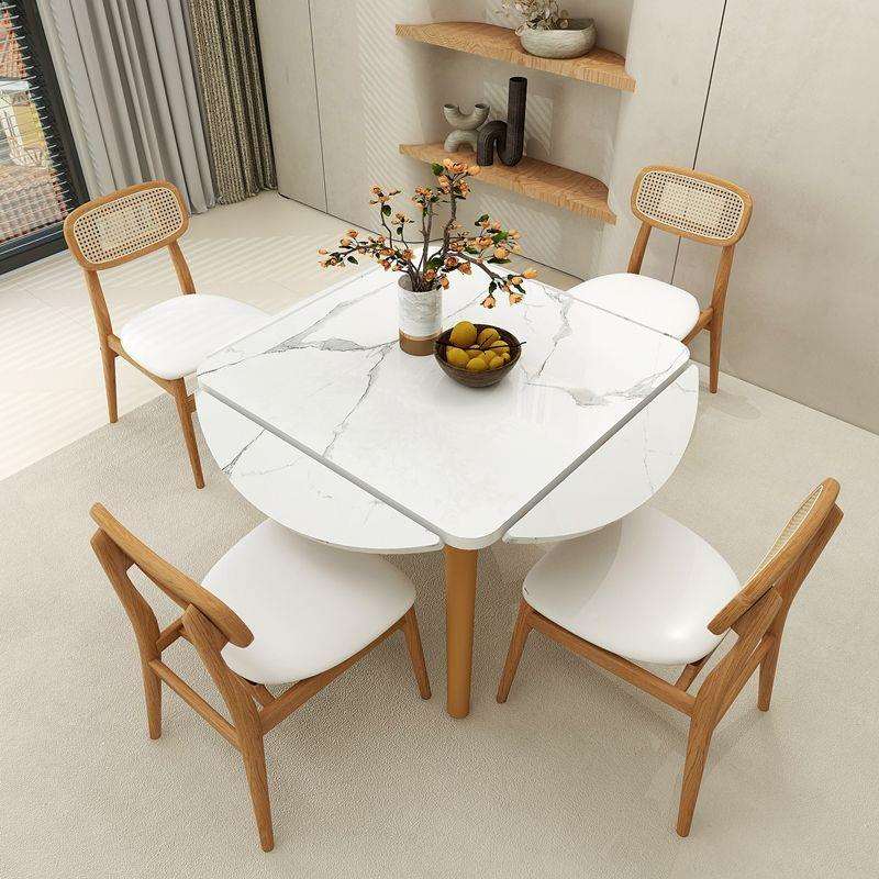 岩板实木餐叠桌椅餐厅桌PNS代组现合简约伸缩小户型折餐桌餐餐桌