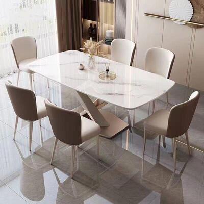 意式亮光岩板餐桌椅餐椅极简菠萝贝勒椅时尚餐桌出租屋餐桌家用