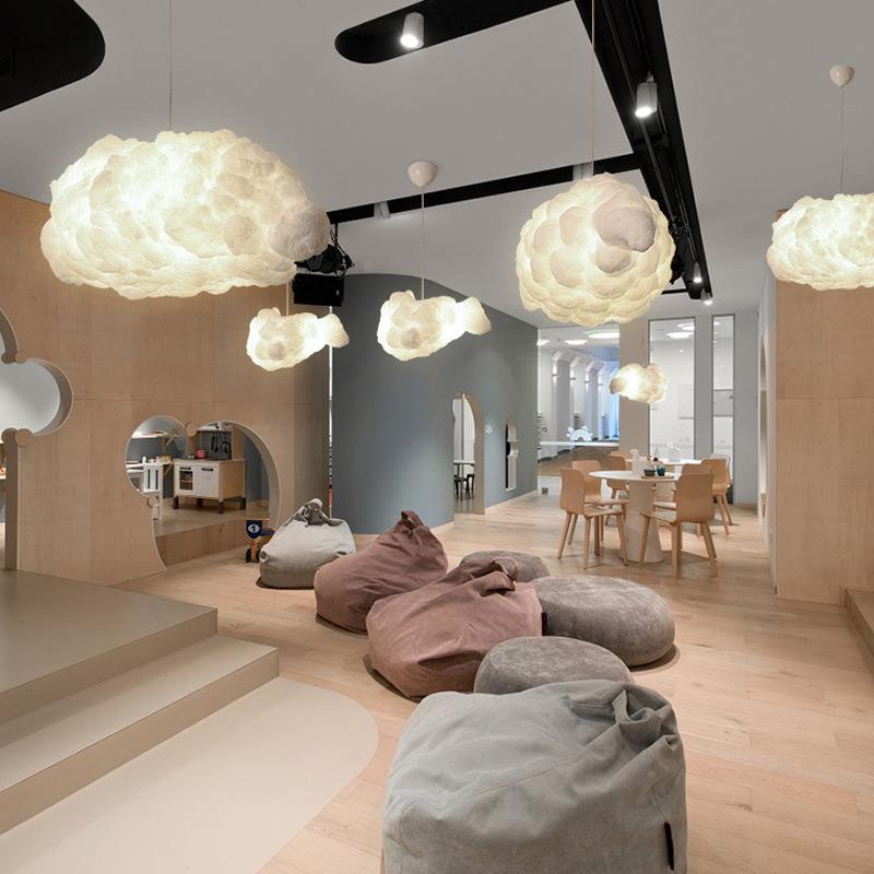 云朵灯个性创儿童房商场服装店灯计师网吊红意卧室白云彩棉809花