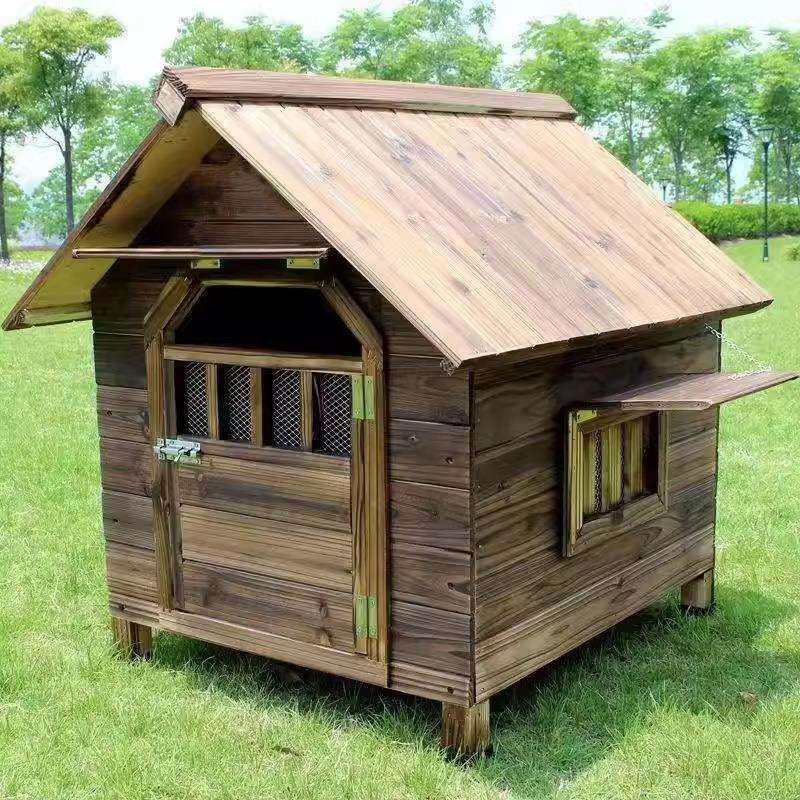 实木狗窝窝狗笼狗屋外防雨防通XUH水大型室犬四季用户外防潮防腐