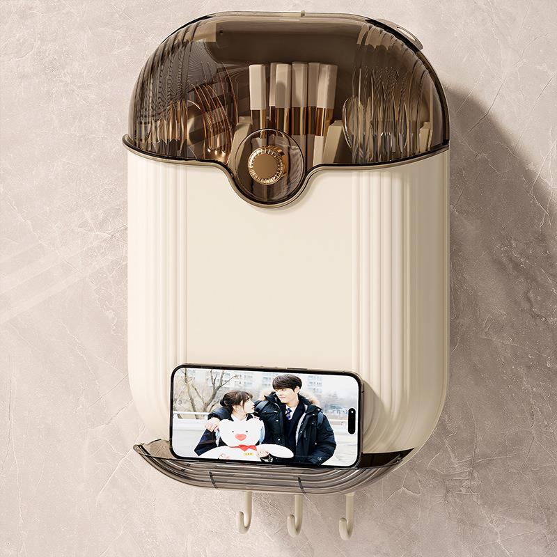 筷子筒筷厨笼免打孔房沥置物架料勺子收纳桶塑挂墙式水10003筷子