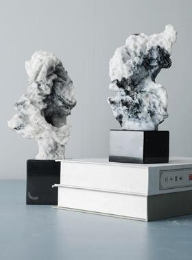 新式太中湖石假山雕塑摆件别墅电视柜玄山关书柜象假禅抽12-21-9