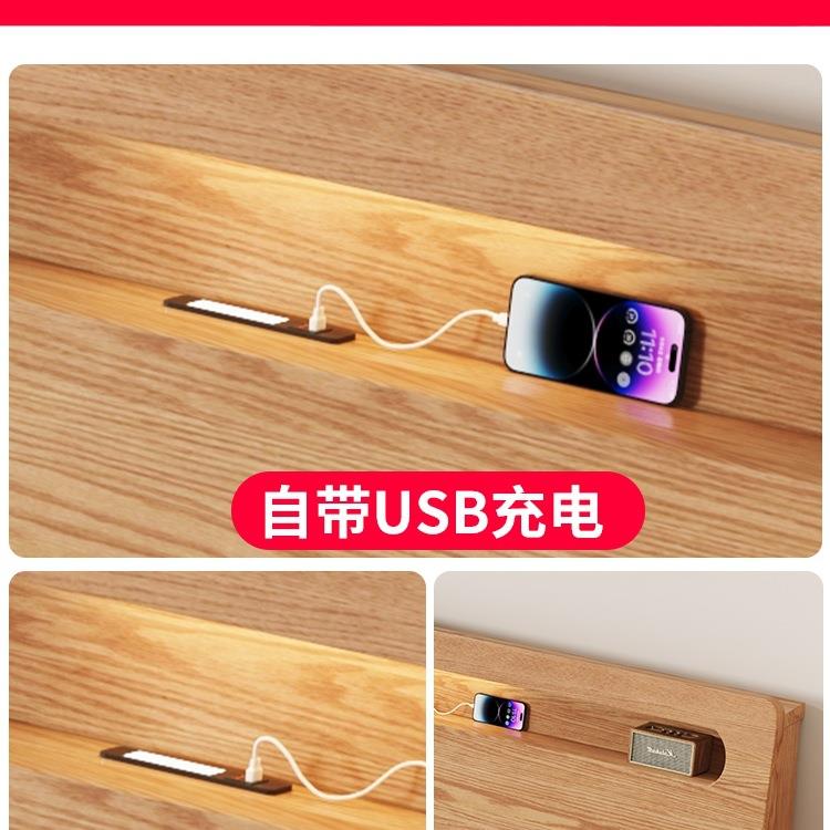 全木床1米8双人床卧室家用橡木骨架储排物床出租房用实15米VKM单