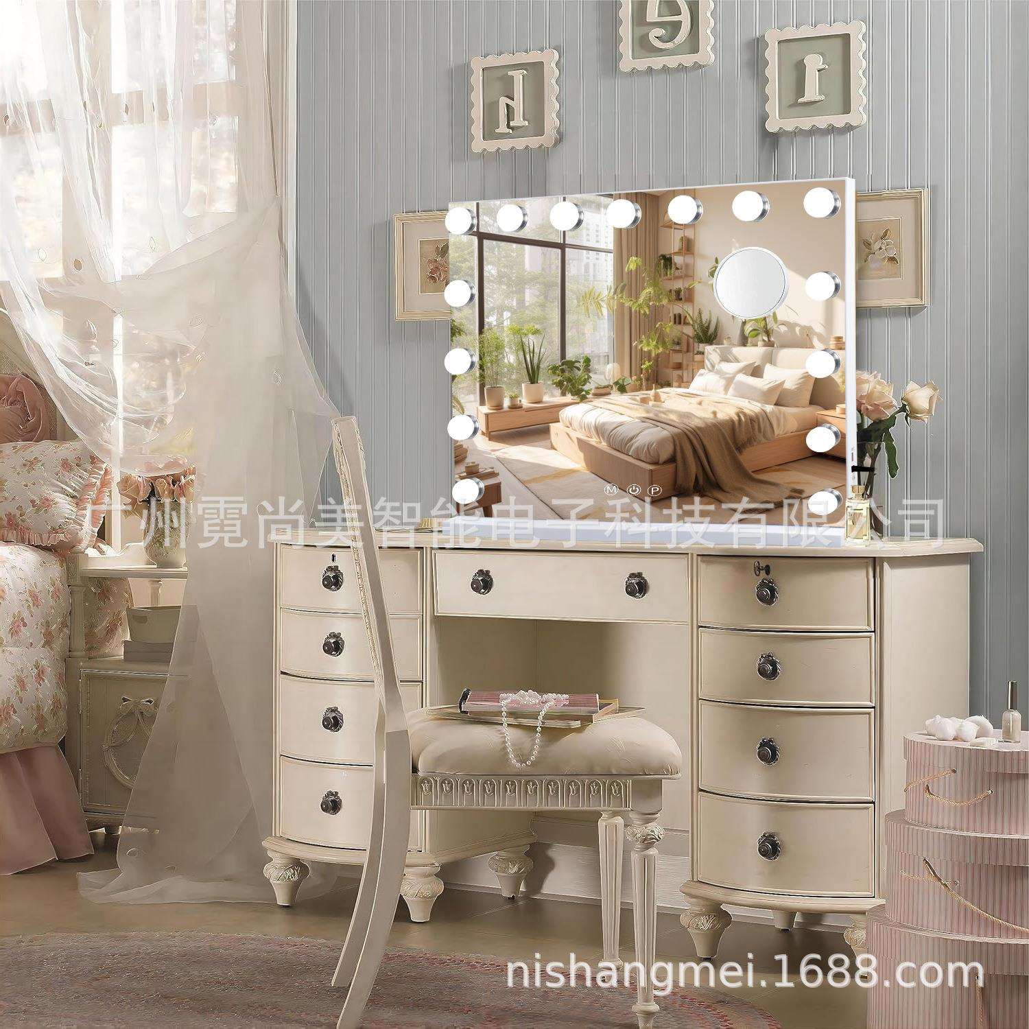 亚马逊L好莱坞美妆MUV镜15LE灯泡台D式ED化妆镜电L商爆款ED化妆镜