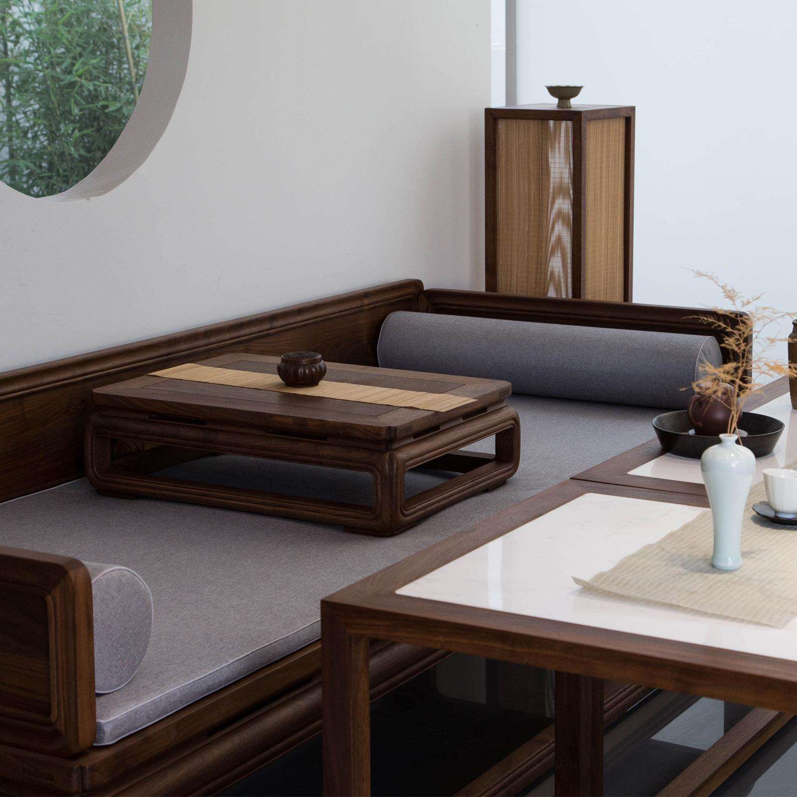 新中式黑胡禅桃沙木罗床FQY榻实木客厅家具现代简汉约意罗汉床发