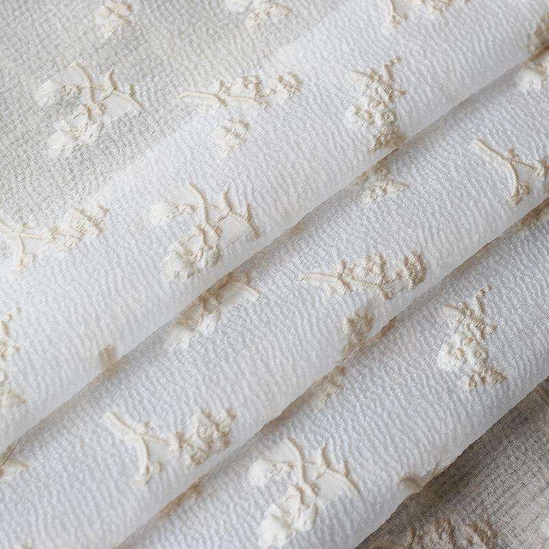 纹浮雕泡泡提花纱面料纹气质日2467-xy6风吊带裙布料水波质感韩理