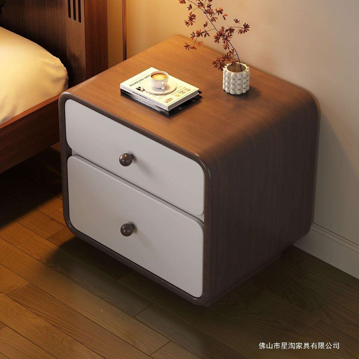 实木床头柜子卧中古风小0型家用室2zxm-xx52轻奢感收纳储物边柜