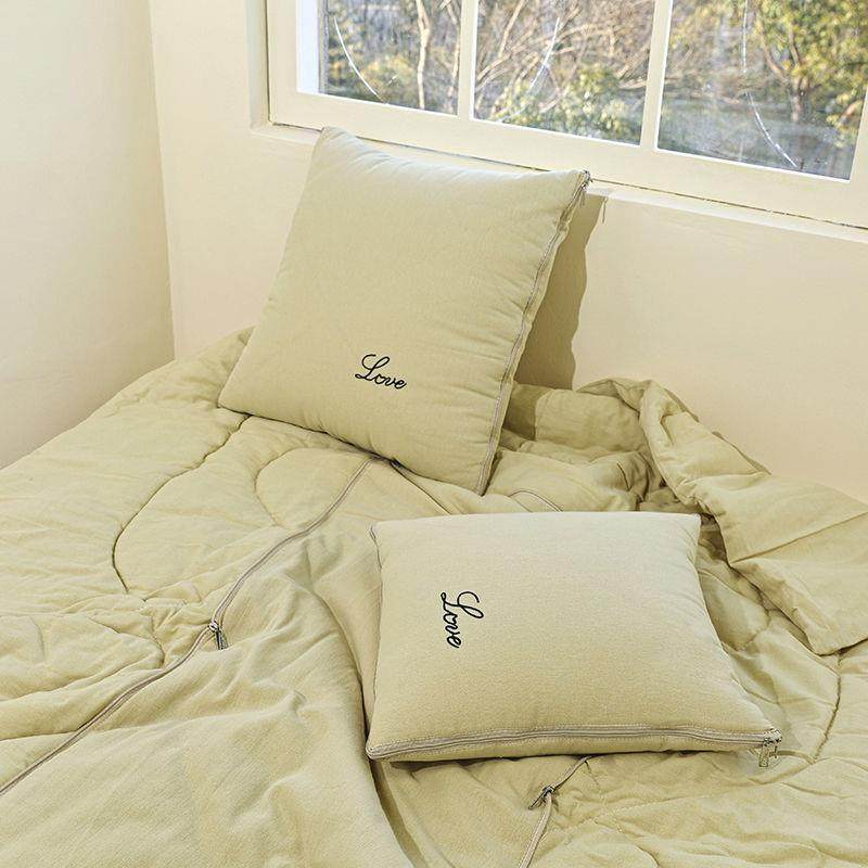 轻款纯全棉抱枕被奢时尚352办公室午新色睡被多功能车用靠垫被二