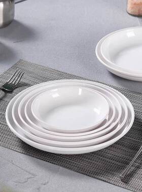 密深盘圆盘白色盘子商用饮胺塑料餐盘防摔菜快餐JIT炒盘专用盖浇