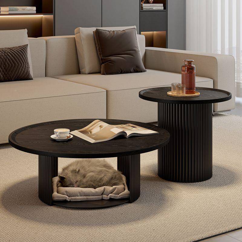 中古风原木茶几岩奶油现代简约小无品牌/户型茶几组合窝猫储藏茶