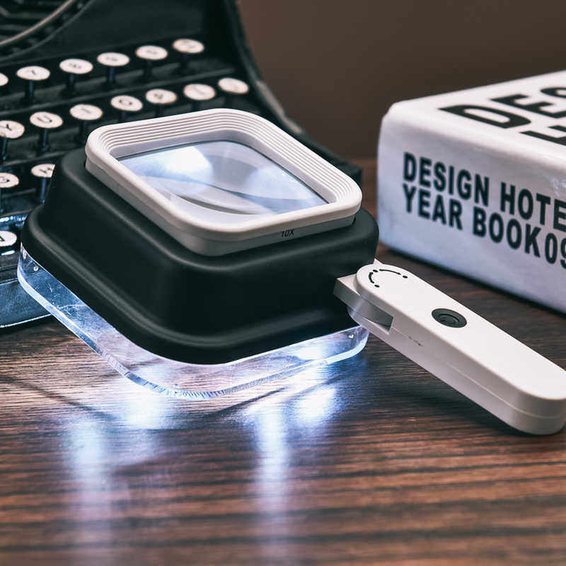 10倍15倍20倍多功能手持折叠LED灯带刻度紫灯阅读古玩鉴定放大镜