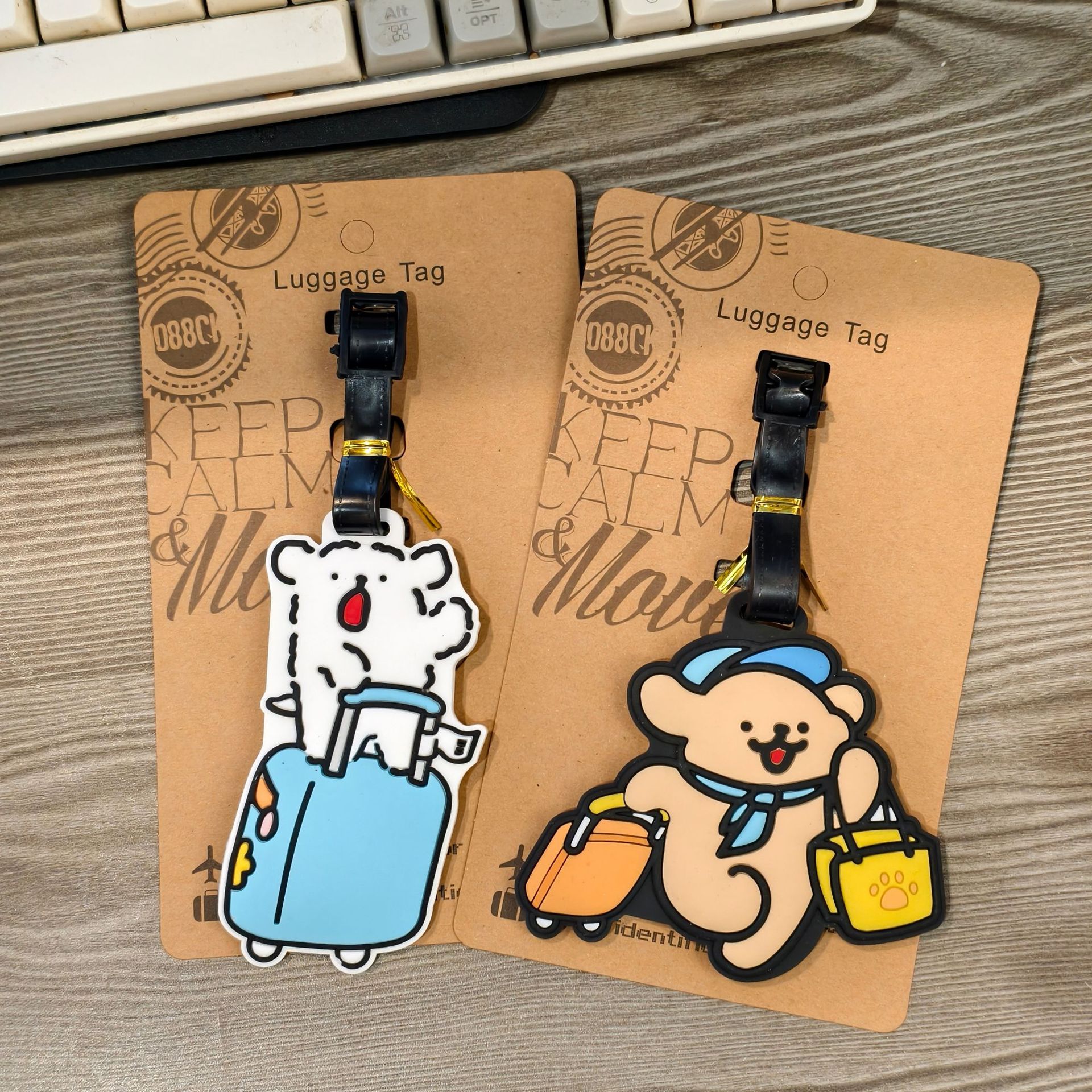 线条小狗行李牌登机牌