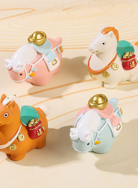 装饰吉祥物小马国潮小胖马摆件唐三彩桌面马年摆件文创家居伴手礼