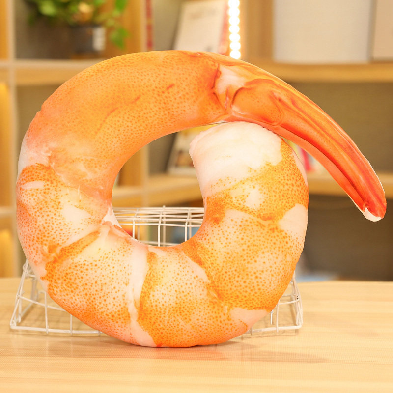 创意个性仿真虾仁公仔颈枕U型卡通学生趴睡午休枕头抱枕拍照道具