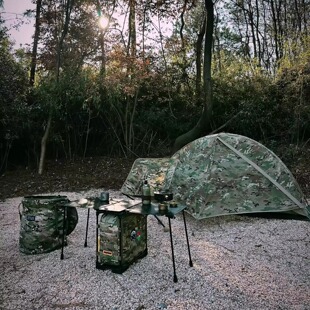 户外超轻野营行军过夜野营防风防暴雨登山徒步单人迷彩帐篷庇护所