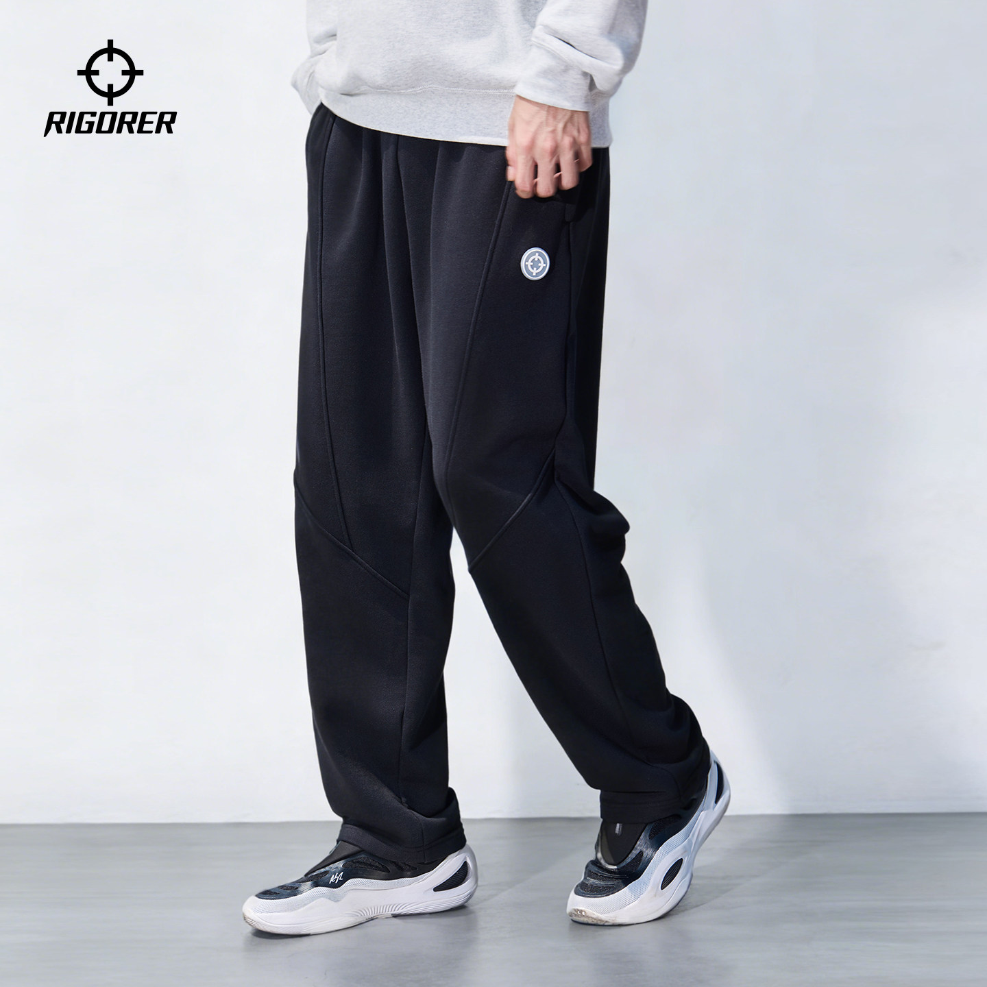 准者运动裤男款春季新款黑色裤子男士休闲裤跑步宽松针织直筒长裤