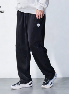 准者运动长裤男2026春季新款直筒宽松针织卫裤休闲黑色通勤裤子男